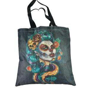 Day of the Dead Sugar Skull Canvas Double Handle Tote Bag
